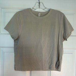 Lulu Lemon tan/taupe classic fit cotton blend t shirt